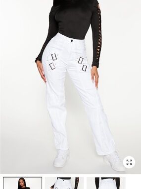 White Utility Buckle Cargo Pants Womens size 3